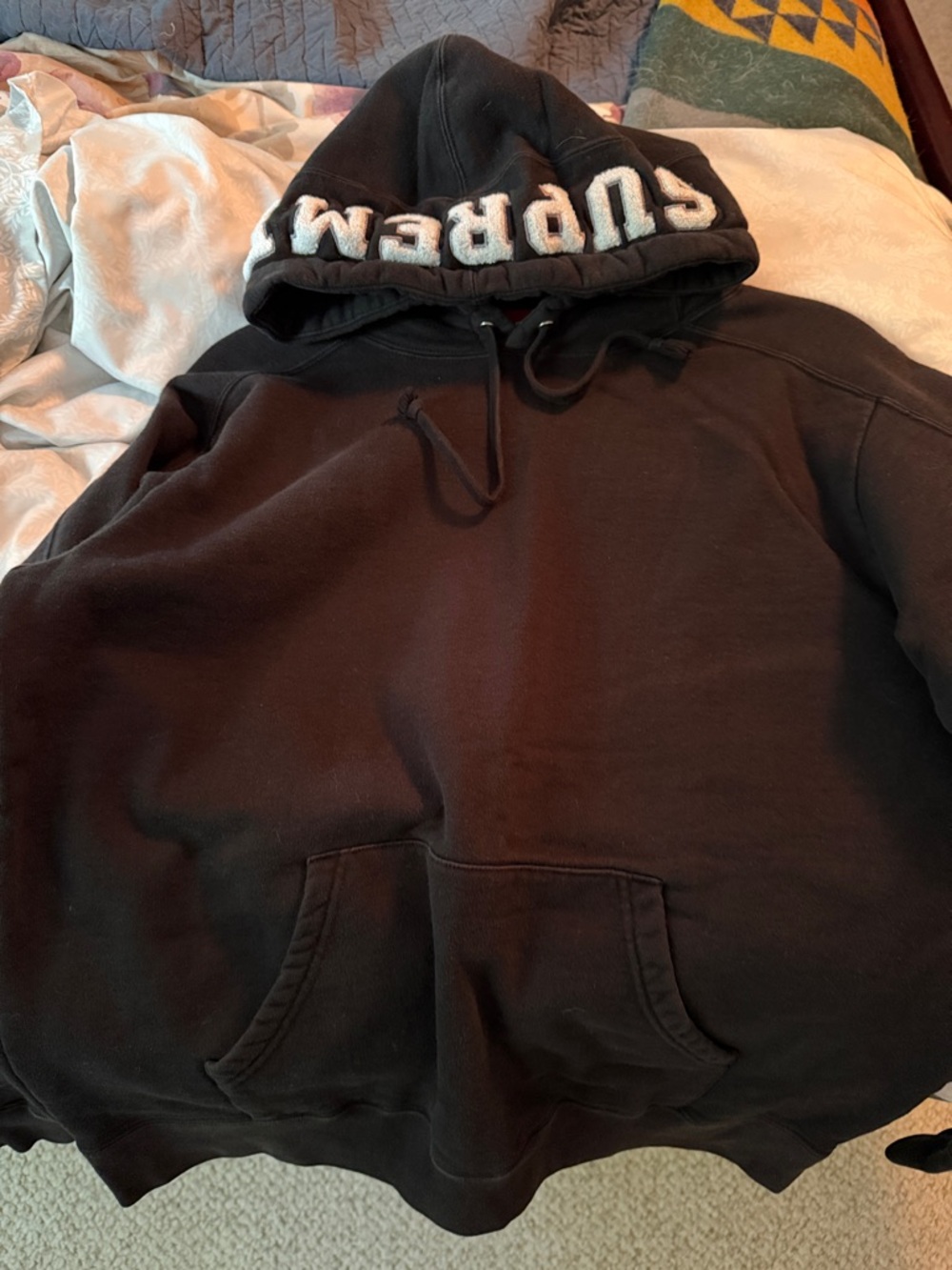Supreme Black Hoodie with White Hood Logo